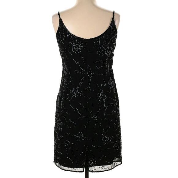 Vintage 90s Y2K Beaded Mini Black Dress - Picture 4 of 6